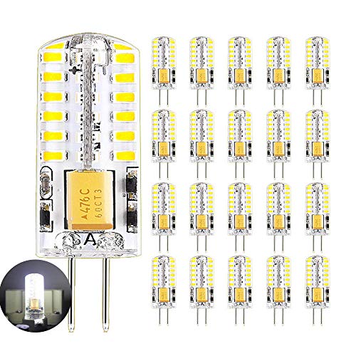 Mengjay G4 LED Lampen, 4W LED Birnen Ersetzt 30W Halogenlampen, 6000K Kaltweiß 12V AC/DC Nicht Dimmbar LED Leuchtmittel, G4 LED Birne Stiftsockellampe Glühbirnen, 20er Pack von Mengjay