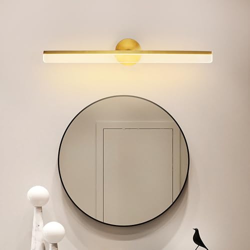 Mengjay Gold Spiegelleuchte Bad LED Wandleuchte,LED Spiegellampe Badezimmer Spiegel Lampen,Wandlampe Innen für Schlafzimmer Wohnzimmer Flur Küche (60cm) von Mengjay