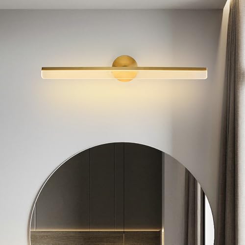 Mengjay Gold Spiegelleuchte Bad LED Wandleuchte,LED Spiegellampe Badezimmer Spiegel Lampen,Wandlampe Innen für Schlafzimmer Wohnzimmer Flur Küche (80cm) von Mengjay