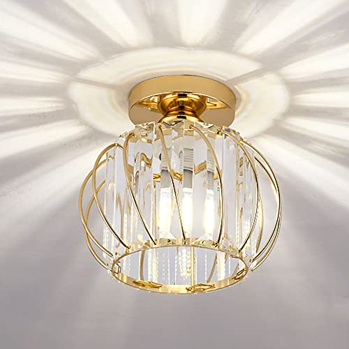 Mengjay Golden Moderne E27 Deckenlampe Kristall Deckenleuchten Wohnzimmerlampen küchenlampen Semi Flush Mount Deckenleuchter für Wohnzimmer Küche Büro Schlafzimmer Esszimmer von Mengjay