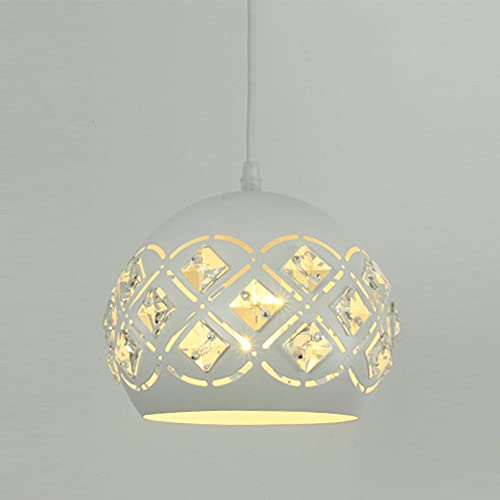 Mengjay Hängelampe Vintage Industrial Style Metall Deckenleuchte,ndustrielle Pendelleuchte Lampenschirm aus Kristall Eisen Metall Elegante Kronleuchter für Wohnzimmer Schlafzimmer (Weiß) von Mengjay