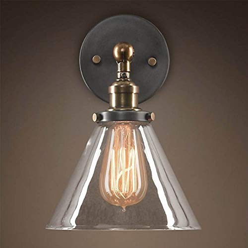 Mengjay Industrie Retro Wandlampe Vintage Loft Wandleuchte mit Glas Lampeschirm Strahlwinkel Verstellbar für Schlafzimmer Küche Flur Treppen Restaurant Café Bar (Ohne Glühbirne) von Mengjay