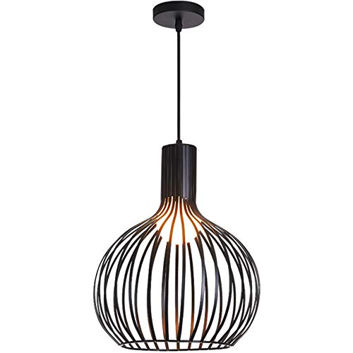 Mengjay Industrielampe Industrielle Hängeleuchte Vintage Pendelleuchte mit Käfig Loft Hängelampe Esszimmer Lampe Metall Schwarz für Küche, Wohnzimmer, Schlafzimmer Restaurant Hotel Landhaus. von Mengjay