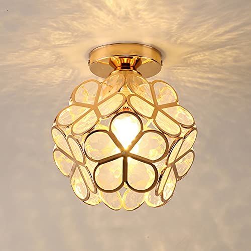 Mengjay Industrielle Deckenlampe Metall Hängeleuchte Lampenschirm Loft Retro Pendelleuchte Semi Flush Mount Deckenleuchter für Wohnzimmer Küche Büro Schlafzimmer Esszimmer (Gold) von Mengjay