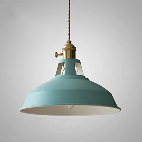 Mengjay Industrielle Pendelleuchte Vintage Deckenlampe Metall Hängelampe Eisen Lampenschirm E27 Fassung Hängeleuchte Für Küche Schlafzimmer Wohnzimmer (Blue) von Mengjay