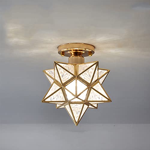 Mengjay Industrielle Vintage Metall Sterne Deckenleuchte，Semi-Flush Mount Deckenlampe E27,Pendelleuchte Retro Hängelampe,Retro Lampe für Wohnzimmer Schlafzimmer Büro (Gold) von Mengjay