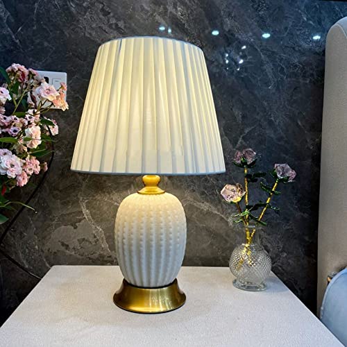 Mengjay Keramik Tischlampe Schlafzimmer Nachttischlampe kreative amerikanische gemütliches Wohnzimmer moderne minimalistische Tischlampe dekoriert Hochzeit (Weiß) von Mengjay