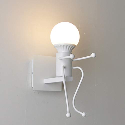 Mengjay Kreative Wandleuchte Moderne Wandlampe Einfache Wandleuchten Max 60W E27 für Kinder Zimmer, Schlafzimmer Nachttisch, Treppen, Flur, Restaurant, Küche, Weiß von Mengjay