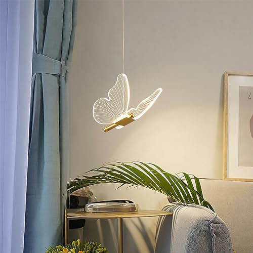 Mengjay Kreatives LED Schmetterling Pendelleuchte,Nordic Moderne Deckenlampe Pendellampe aus Metall,LED Hängeleuchte Wohnzimmer Schlafzimmer Dekoration Kronleuchter (Gold, D) von Mengjay