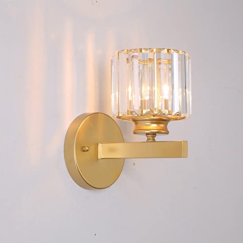 Mengjay Kristall Glas Wandlampe Wohnzimmer Gang Nachttischlampe Schlafzimmer Kreative E27 Wandleuchten Innen Licht Luxuriöser Flur Wandlampe Persönlichkeit Treppenhaus WandBeleuchtung (Gold) von Mengjay