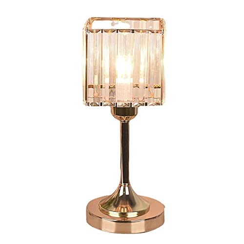 Mengjay Kristall Tischlampe, Schlafzimmer Kristall Nachttischlampe, postmodernes Licht, kreativer Luxus Schreibtischlampe, einfache, moderne E27 Lampenfassung, Schlafzimmer, Wohnzimmer (Quadrat) von Mengjay