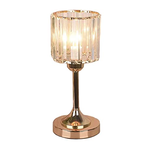 Mengjay Kristall Tischlampe, Schlafzimmer Kristall Nachttischlampe, postmodernes Licht, kreativer Luxus Schreibtischlampe, einfache, moderne E27 Lampenfassung, Schlafzimmer, Wohnzimmer (Runden) von Mengjay