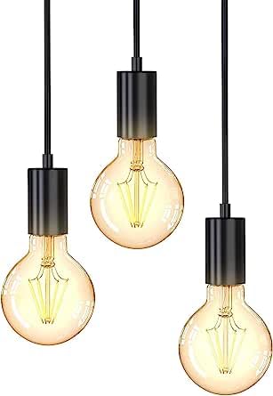 Mengjay Kronleuchter Retro Hängelampe Industrie Pendelleuchte Vintage-Pendel 3-fach mit E27-Fassung Deckenleuchte Schwarz ohne Leuchtmittel für Schlafzimmer Wohnzimmer Esszimmer (B) von Mengjay