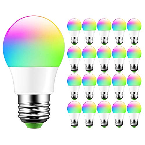 Mengjay LED Farbige Leuchtmittel RGB+Weiß Lampe Edison Dimmbare Farbige - 16 Farben RGBW - 3 Watt E27 Fassung LED Birnen - Kabellos Fernbedienung inklusive(20er-Pack) von Mengjay