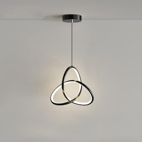 Mengjay LED Pendelleuchte,Hängelampe für Wohnzimmer Nachttisch Esszimmer,Moderne Deckenlampe Pendellampe Ring-Design für Küche Büro Schlafzimmer (Schwarz) von Mengjay