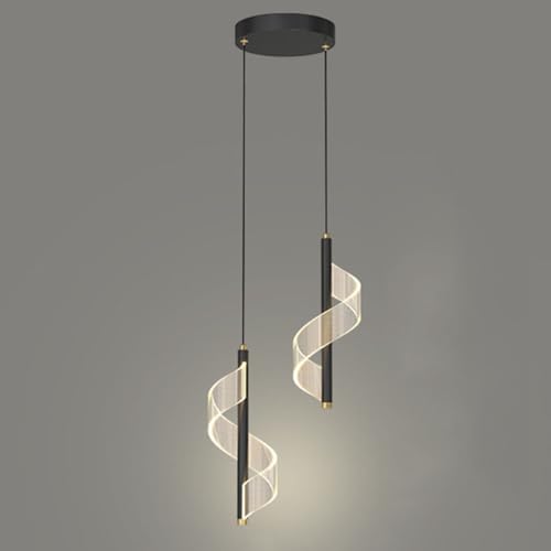 Mengjay LED Pendelleuchte Esstischlampe Dimmbar Insellampe Modern Esstisch Hängeleuchte Esszimmer Hängelampe,Wohnzimmerlampe hängend Höhenverstellbar Esstischlampe, Bürolampe (Schwarz (doppelköpfig)) von Mengjay