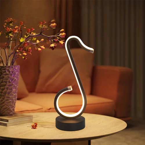 Mengjay LED Tischlampe Schwarz,Schlafzimmer Nachttischlampe,Moderne Tischleuchte mit 3 Farbtemperatur,Schreibtischlampe Nachtlicht Dekorative Lampe für Wohnzimmer Büro Kinderzimmer von Mengjay