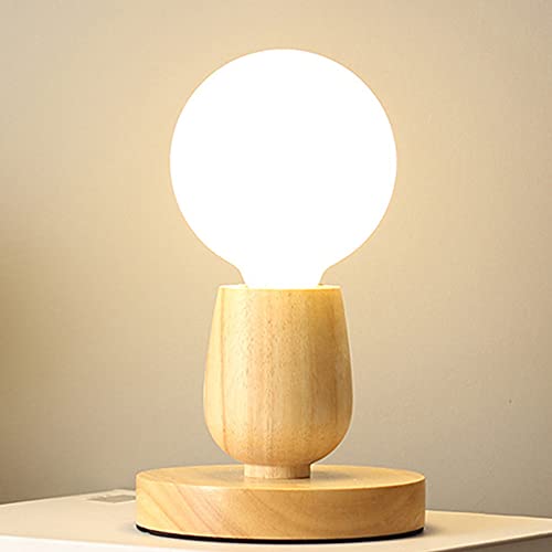 Mengjay Lampe aus Massivholz Tischleuchte E27 Holz Tischlampe Retro industrial Dekoleuchte kreativ Einfachheit für Wohnzimmer Schlafzimmer Esszimmer Restaurant Bett Bür von Mengjay