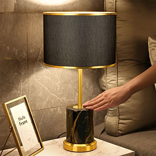 Mengjay Metall Tischlampe Moderne Luxus Stil,E27 Nachttischlampe,Stoffschirm Schreibtischlampe，Kristall Metall Lampenfuß，Fensterbank lampe Leselampe Wohnzimmer Tischleuchte (Black) von Mengjay