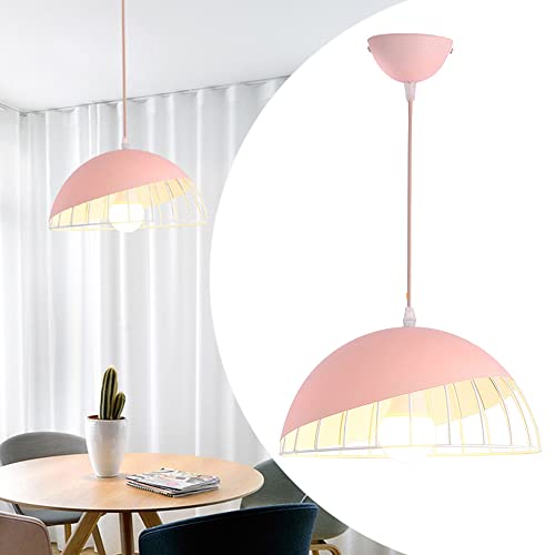 Mengjay Modern Industrielle Pendelleuchte - Vintage Hängeleuchter Ø 30cm Breite Lampe Kronleuchter aus Eisen Hängelampe E27 Lampenfassung Deckenleuchte für Küchen Keller (Rosa) von Mengjay