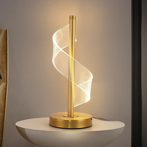 Mengjay Modern LED Tischleuchte Dimmbar Tischlampe 3 Farbtemperatur,Nachttischlampen,Augenschutz Schreibtischlampe,Nachtlicht für Schlafzimmer Wohnzimmer (Gold) von Mengjay