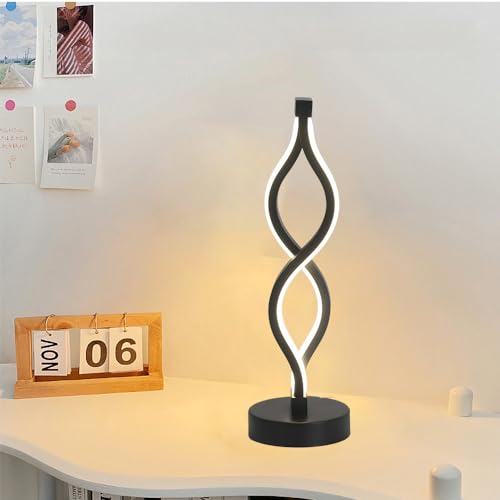 Mengjay Modern Nachttischlampe,LED Tischlampe,LED Tischleuchte Dimmbar Tischlampe 3 Farbtemperatur,Augenschutz Schreibtischlampe Nachtlicht für Schlafzimmer Wohnzimmer Kinderzimmer Büro (Schwarz) von Mengjay