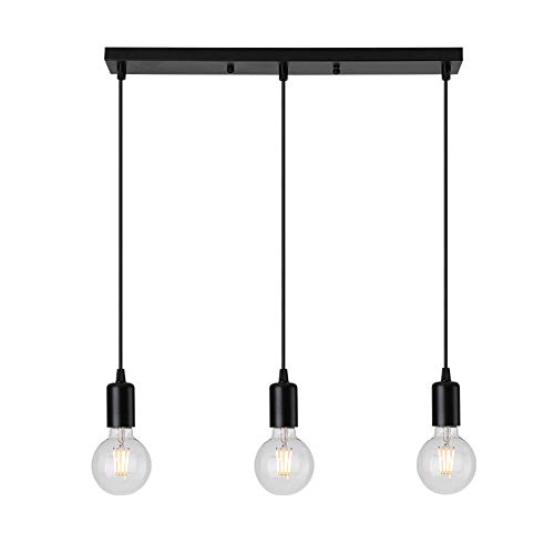 Mengjay Modern Pendelleuchte Schwarz 3 Flammig Deckenleuchte Led Kronleuchter Modern Hängeleuchte mit E27 Lampenfassung,Retro Hängend Lampen Industrial Pendelleuchte für Pendelleuchten (C) von Mengjay