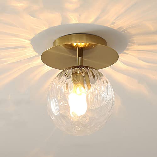 Mengjay Moderne E27 Deckenlampe Glas Deckenleuchten Wohnzimmerlampen küchenlampen Semi Flush Mount Deckenleuchter Design Industrial Style für Schlafzimmer Restaurant Korridor (Gold) von Mengjay