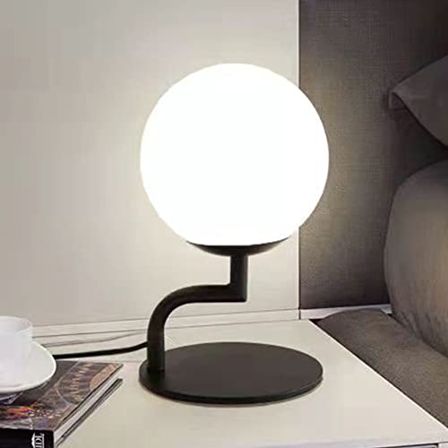 Mengjay Moderne Glaskugel Nachttischlampen Table Lamp Tischlampe Decorative Lamp Schreibtischlampe,Metall Tischleuchte Nachtlicht Leselampe für Kinderzimmer Schlafzimmer Studio Lesen (Schwarz) von Mengjay