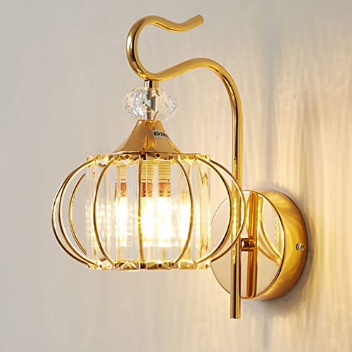 Mengjay Moderne Kristall Wandleuchte E27 Kreative Wandlampe Wandlicht Retro Wandleuchten Metall Wandlicht für Schlafzimmer, Wohnzimmer, Diele, Esszimmer, Bett(Birne nicht enthalten) (Golden) von Mengjay