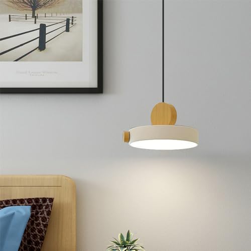 Mengjay Moderne Pendelleuchte LED Pendellampe,LED Hängeleuchte Esstisch Pendelleuchte Holz 3000-6000K,Hängelampe Höhenverstellbar für Wohnzimmer Schlafzimmer Büro Esszimmer (Weiß) von Mengjay