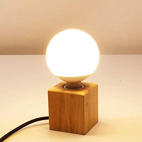Mengjay Moderne Tischlampe E27 Holz Schreibtischlampe Diamant Nachttischlampe fuer Zuhause/Schlafzimmer/Wohnzimmer Dekor EU-Plug Holzsockel(Keine Glühbirne) (A) von Mengjay