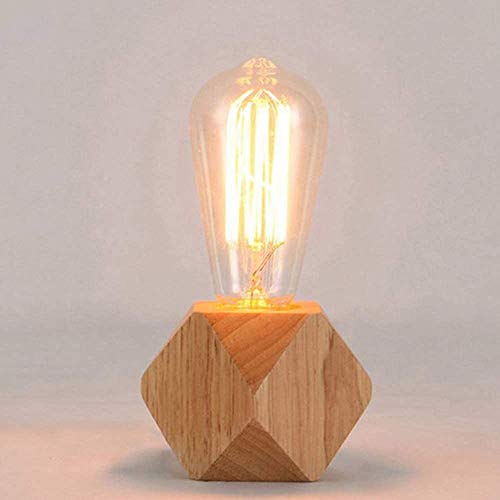 Mengjay Moderne Tischlampe E27 Holz Schreibtischlampe Diamant Nachttischlampe fuer Zuhause/Schlafzimmer/Wohnzimmer Dekor EU-Plug Holzsockel(Keine Glühbirne) (B) von Mengjay