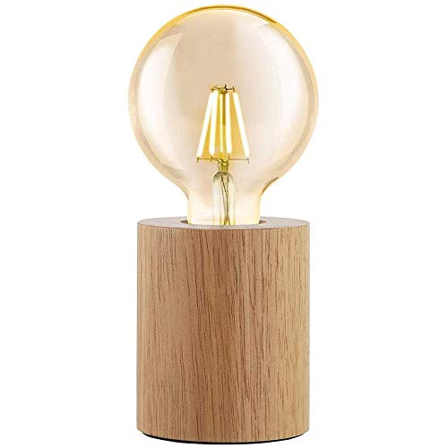 Mengjay Moderne Tischlampe E27 Holz Schreibtischlampe Diamant Nachttischlampe fuer Zuhause/Schlafzimmer/Wohnzimmer Dekor EU-Plug Holzsockel(Keine Glühbirne) (C) von Mengjay
