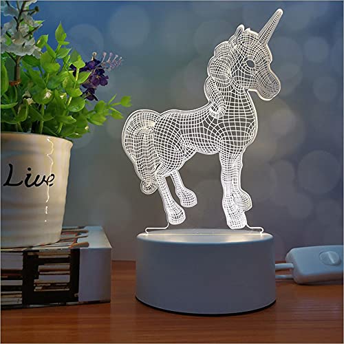 Mengjay Nachtlichter für Kinder Einhorn 3D Nachtlicht Nachttischlampe 16 Farbwechsel mit RFernbedienung Batteriebetrieben Beste Geburtstagsgeschenke für Jungen Mädchen Kinder Baby von Mengjay