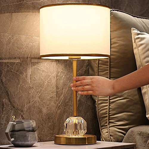 Mengjay Nachttischlampe, Tischleuchte mit Leinen Lampenschirm Metall Basis, Moderne Tischlampe für Wohnzimmer Schlafzimmer Büro von Mengjay