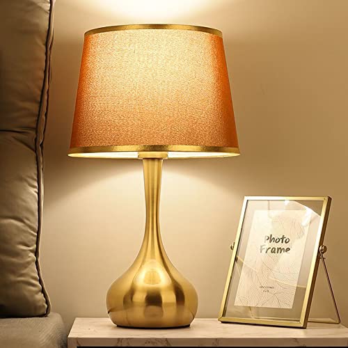 Mengjay Nachttischlampe E27 Tischleuchte, Tischlampe Weißer/Kaffee Lampenschirm, Stoff Schirm, Gold，sehr passend für Schlafzimmer Bar Restaurant Cafe. (Kaffee) von Mengjay