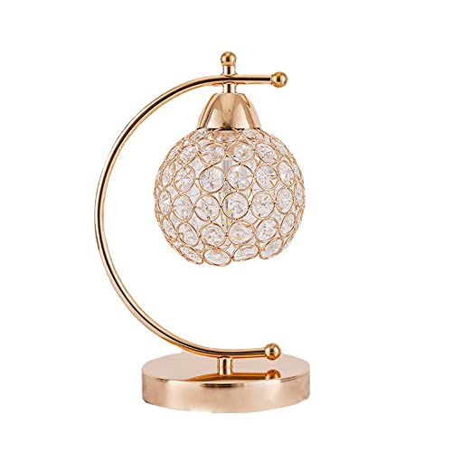 Mengjay Nordic Kristall Tischlampe, Dekorative Nachttischlampe, E27 Sockel Dekorative Nachtlampe, Tischleuchten für Wohnzimmer, Schlafzimmer, Esszimmer (Gold) von Mengjay