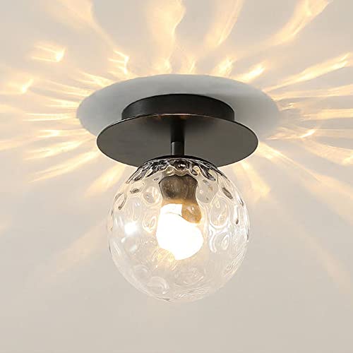 Mengjay Nordisch Modern Pendelleuchte Glaskugel Deckenleuchte,Vintage Glas Globo Lampenschirm Design Hängeleuchte,Innen Dekorativ Lampe Wohnzimmer Deckenlampe Schlafzimmer Hängelampen (Black) von Mengjay