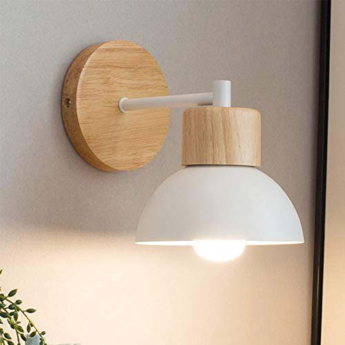 Mengjay Nordisch Modern Wandleuchte Wandlampe Metall Lampenschirm Spiegellampe Nachttischlampe für Wohnzimmer Schlafzimmer Badezimmer Bad Flur Gang Loft Balkon Bar Wandbeleuchtung, Weiß von Mengjay