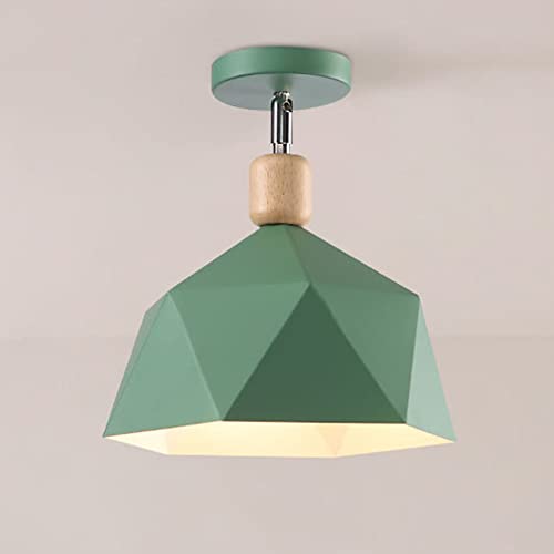 Mengjay Nordische Deckenleuchte E27 Deckenlampe,Vintage Deckenleuchte Retro Deckenbeleuchtung Metal Ceiling Light E27 Semi Flush Mount Ceiling Light,efekt für Flur Balkon Gang Küche (Grün) von Mengjay