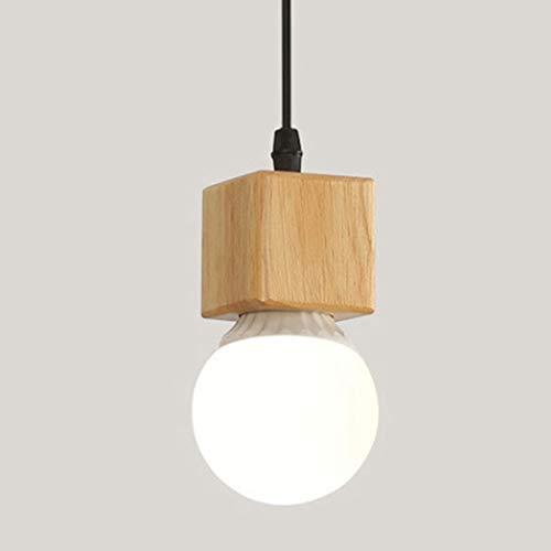 Mengjay Pendelleuchte Holz Esstischlampe 100cm Höhenverstellbare Hängelampe Holzlampe mit E27 Fassung für Esszimmer Küchen Wohnzimmer Restaurant Cafe (Ohne Glühbirnen) Typ A von Mengjay