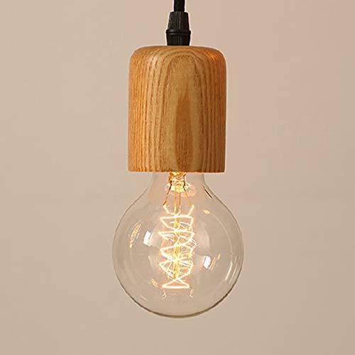 Mengjay Pendelleuchte Holz Esstischlampe 100cm Höhenverstellbare Hängelampe Holzlampe mit E27 Fassung für Esszimmer Küchen Wohnzimmer Restaurant Cafe (Ohne Glühbirnen) Typ C von Mengjay