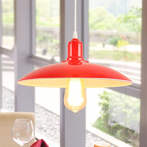 Mengjay Pendelleuchte Metall E27 Hängelampe Industrial Vintage Hängeleuchte Retro Industrie Modern Loft Lampe Decke Pendellampe für Esstisch Esszimmer Wohnzimmer Schlafzimmer usw.(Rot) von Mengjay