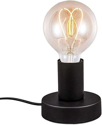 Mengjay Persönlichkeit Eisen Tischleuchte Modern Einfache Tischlampe Schlafzimmer Nachttischlampe Schreibtischlampe mit E27 Lampenfassung Lampe mit Schalter für Wohnzimmer Schlafzimmer Büro (Black) von Mengjay