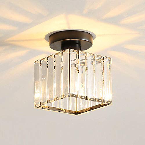 Mengjay Plafonnier Moderne Lustre Abat-jour en Cristal et Métal LED Suspension Luminaire éclairage E27 Lampe de Plafond carré pour Chambre salon Couloir cuisine salle de bains Salle (Schwarz - B) von Mengjay