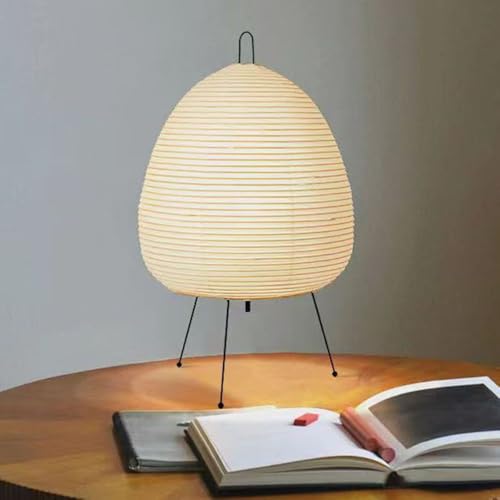 Mengjay Reispapier Lampe Retro Reispapier Nachttischlampe,Nachtlicht Gemütliche Nachttischlampe Tischbeleuchtung Dekorative Tischlampe Stimmung Tischlicht,Papierlampe Wohnzimmer Deko Lampe (B) von Mengjay