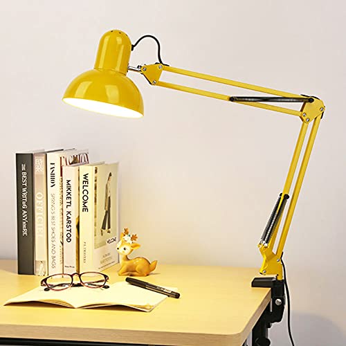 Mengjay Retro Arbeitsplatzlampe Leselampe Schreibtischlampe Tischlampe Arbeitsplatz-leuchte Schreibtisch-Leuchte Nachttischleuchte mit Gelenk-Arm aus Metall (keine Glühbirne) Gelb von Mengjay