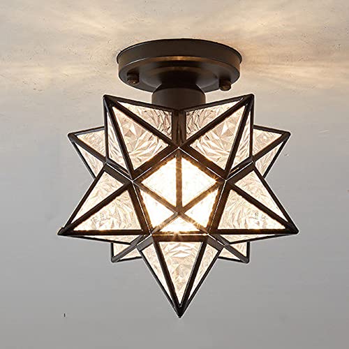 Mengjay Retro E27 Lampenfassung Lampenschirm Deckenlampe Semi-Flush Mount Pendelleuchte Moderne Deckenleuchte Industrielle Deckenlampe für Schlafzimmer Restaurant Korridor (Schwarz) von Mengjay