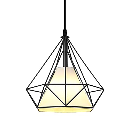 Mengjay Retro Industriell Deckenleuchte Retro Pendellampe Metall Pendelleuchten Lampe Esstisch,Käfig Kronleuchter Metall Eisen Lampenschirm,E27 Hängelampe für Wohnzimmer Schlafzimmer (Schwarz) von Mengjay